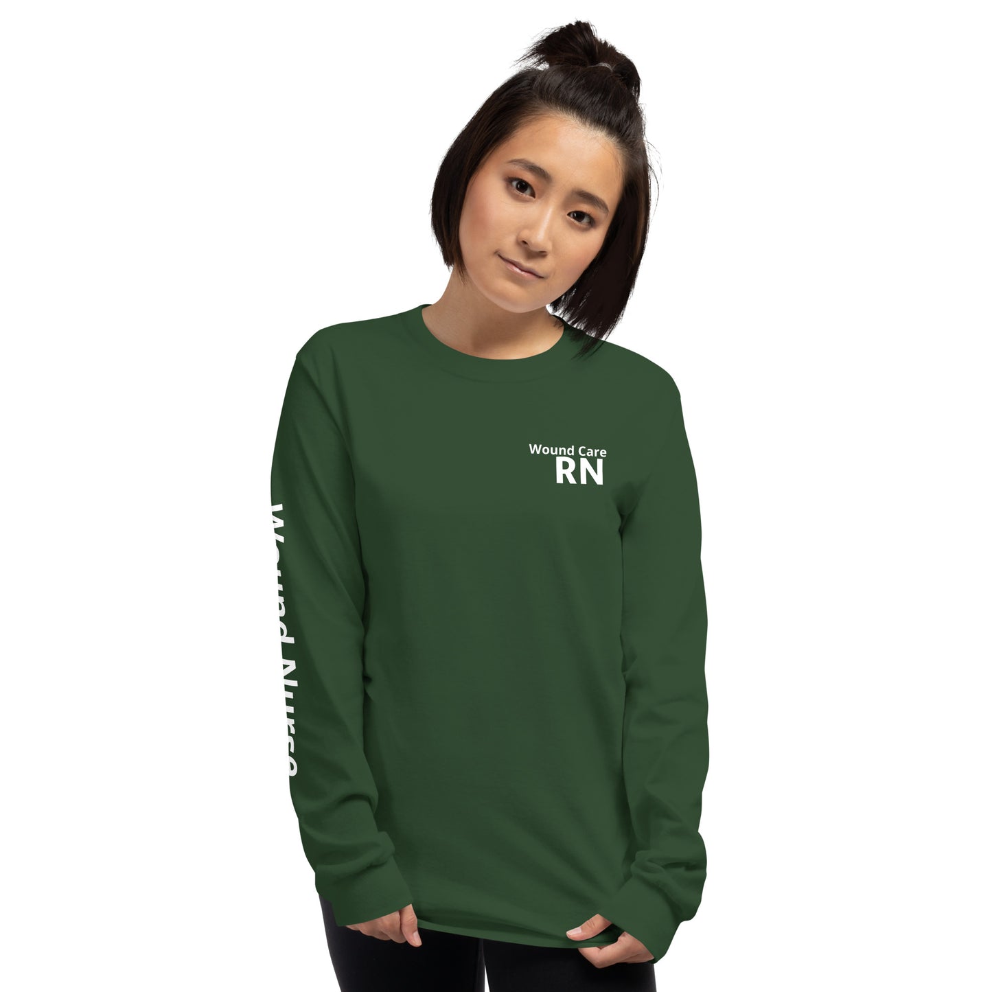Wound RN Long Sleeve Shirt White Print