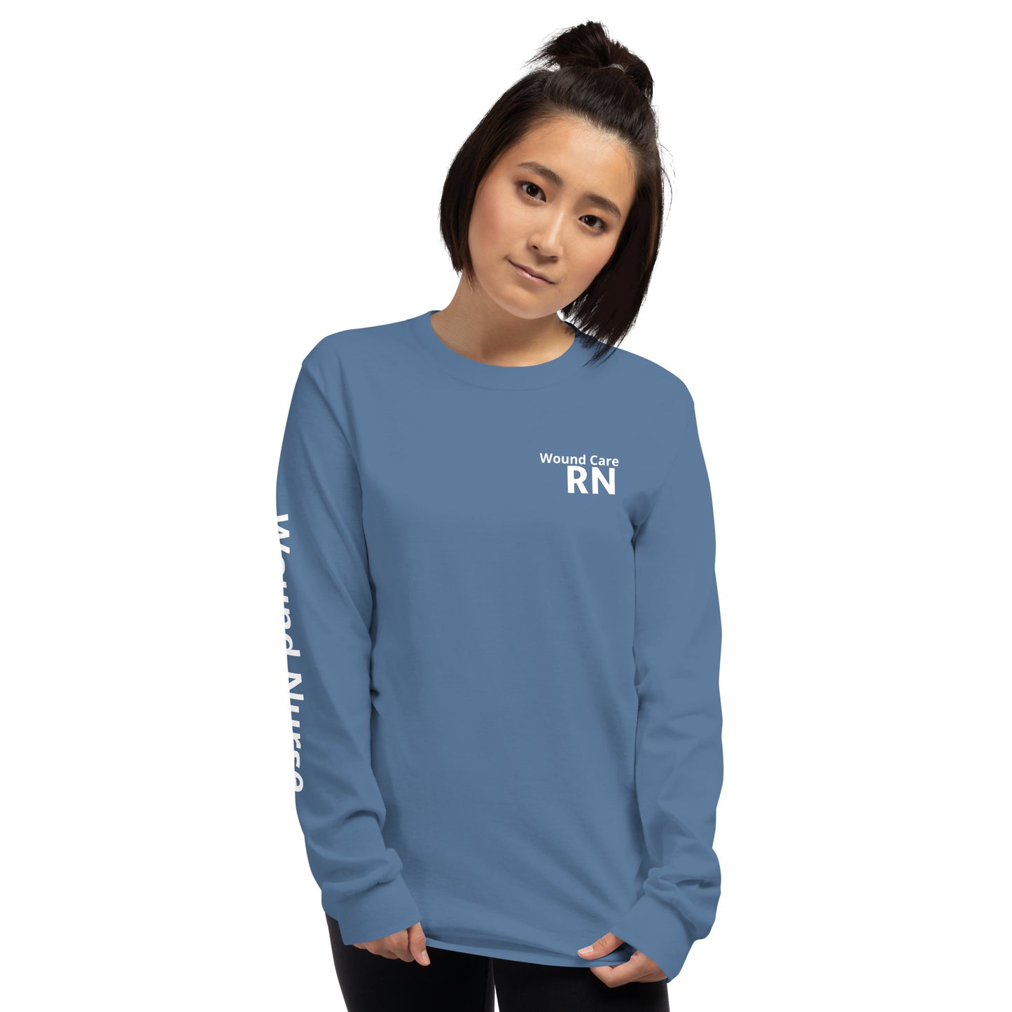Wound RN Long Sleeve Shirt White Print