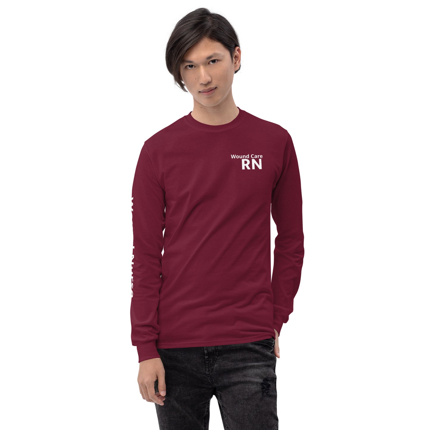 Wound RN Long Sleeve Shirt White Print