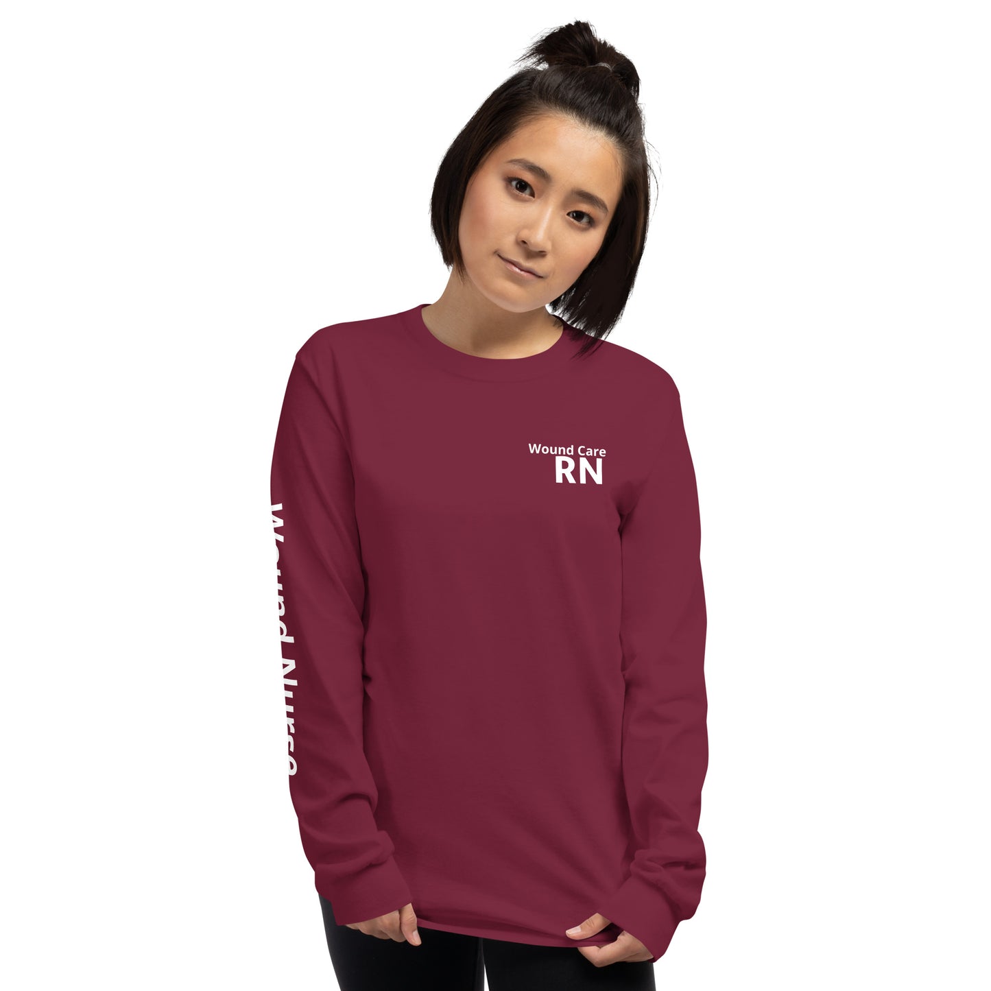 Wound RN Long Sleeve Shirt White Print