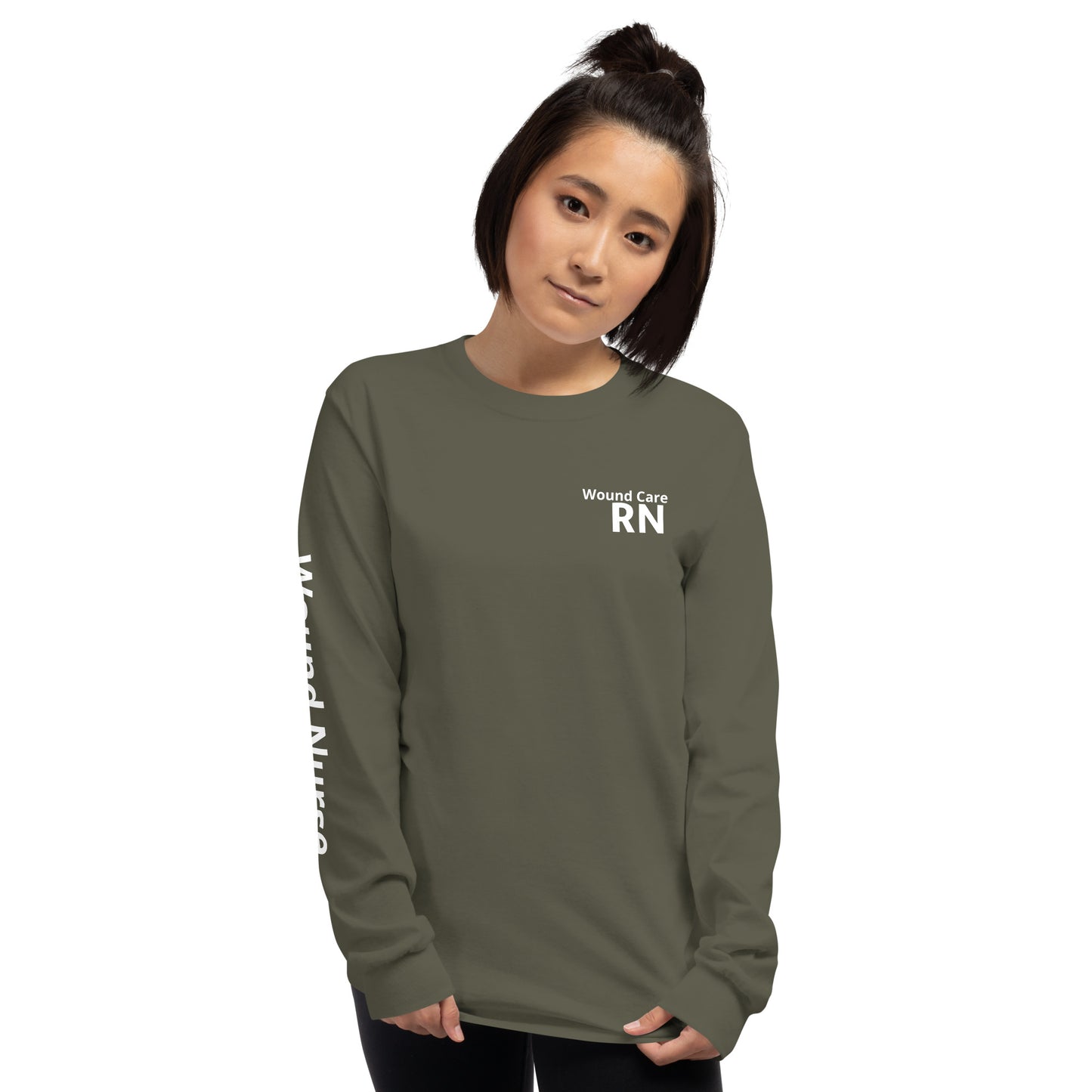 Wound RN Long Sleeve Shirt White Print