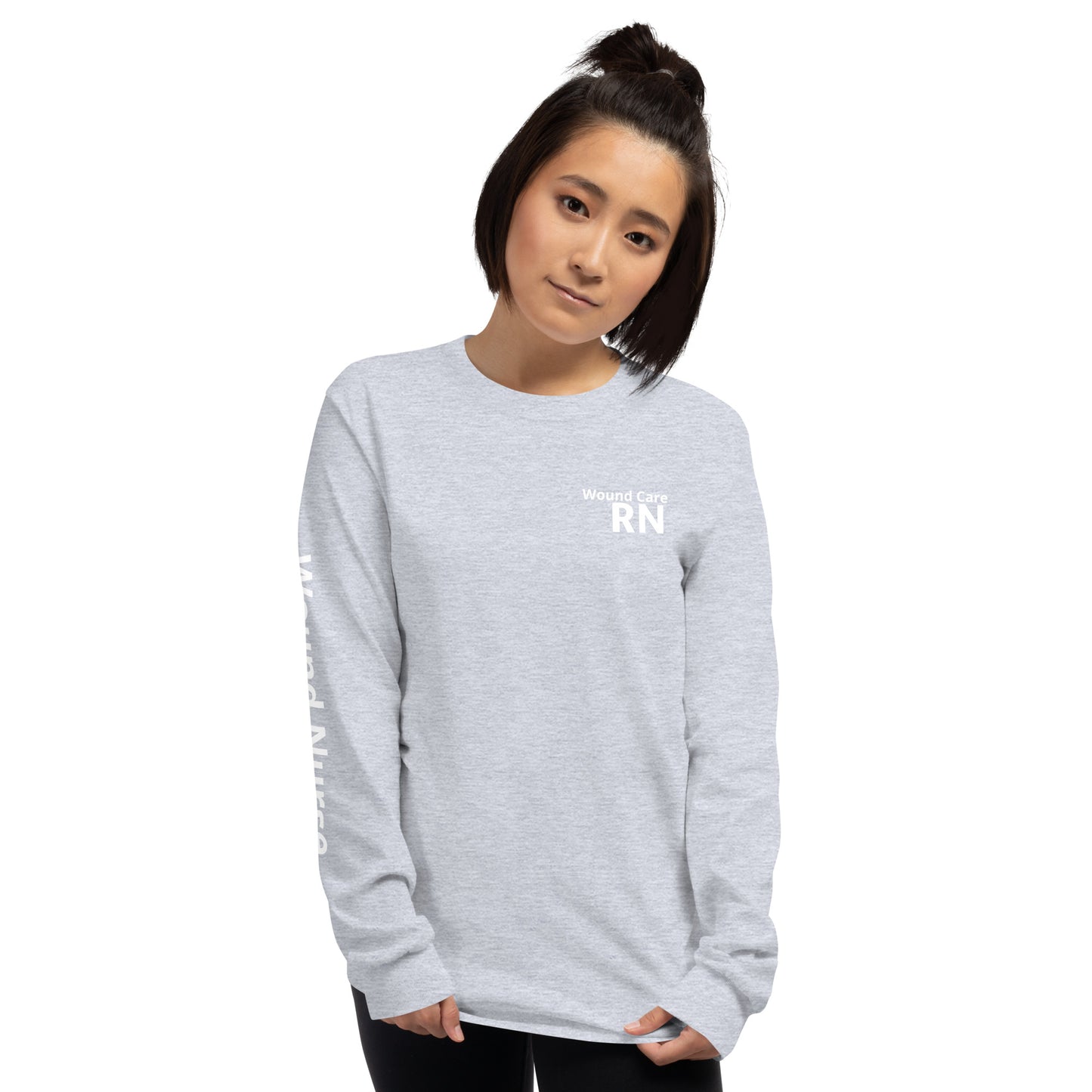 Wound RN Long Sleeve Shirt White Print
