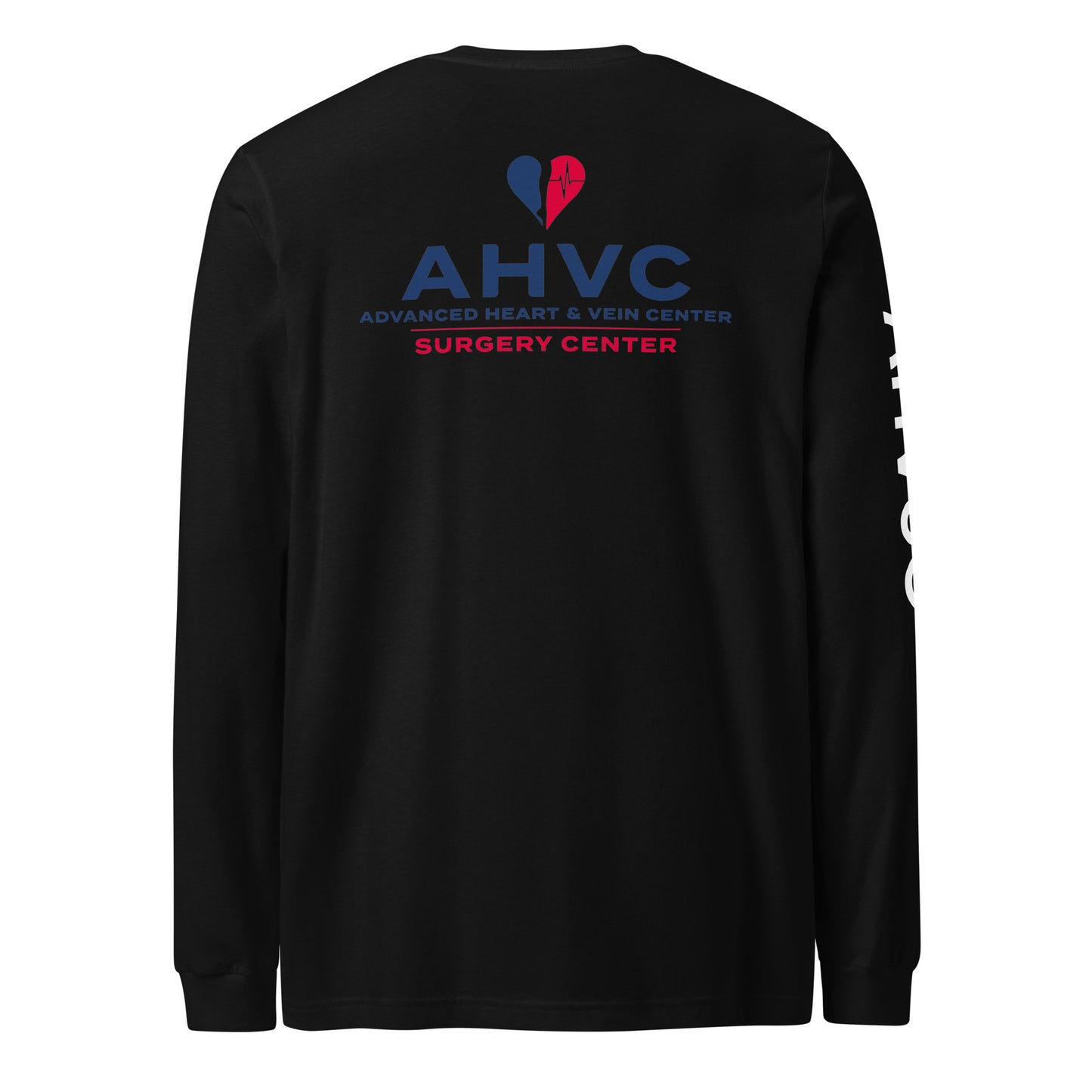 AHVC Surgery Center Personalized Unisex Long Sleeve Tee Front, Back, and Right Sleeve (Black & Dark Grey) ***Do not order this listing, this is sample only***