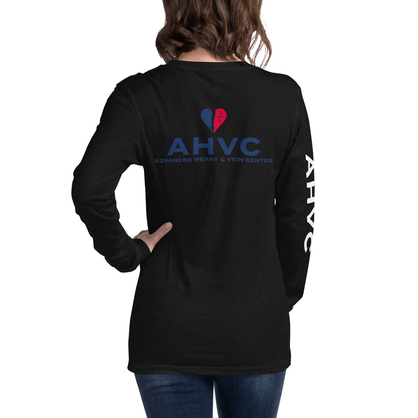AHVC Personalized Unisex Long Sleeve Tee Front, Back, and Right Sleeve (Black & Dark Grey) ***DO NOT order this listing, this is sample only***