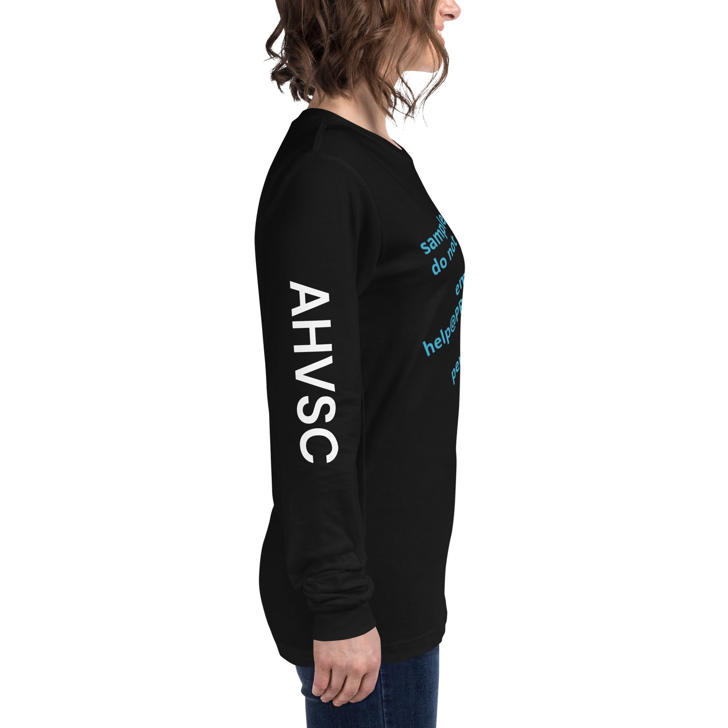 AHVC Surgery Center Personalized Unisex Long Sleeve Tee Front, Back, and Right Sleeve (Black & Dark Grey) ***Do not order this listing, this is sample only***