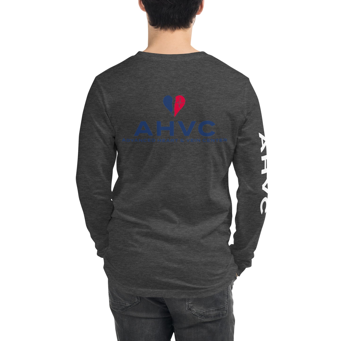 AHVC Personalized Unisex Long Sleeve Tee Front, Back, and Right Sleeve (Black & Dark Grey) ***DO NOT order this listing, this is sample only***