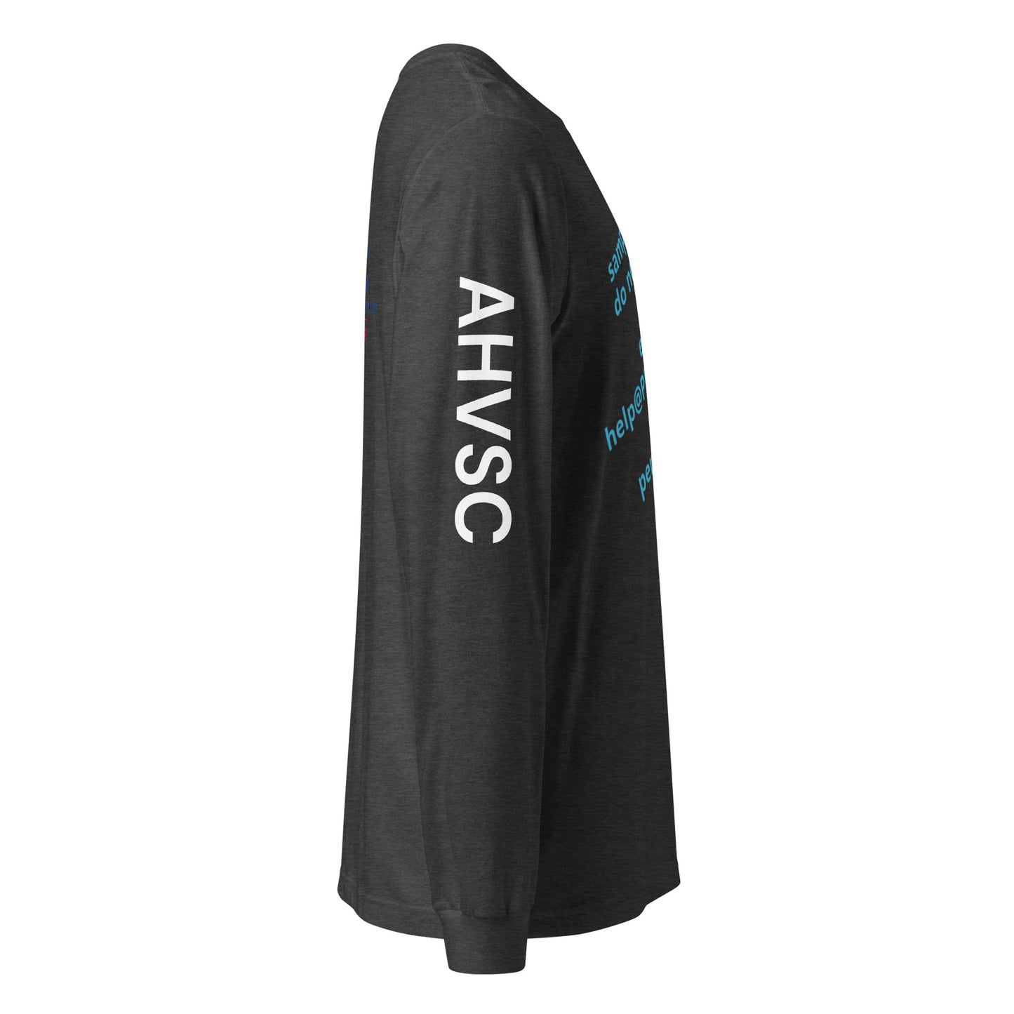 AHVC Surgery Center Personalized Unisex Long Sleeve Tee Front, Back, and Right Sleeve (Black & Dark Grey) ***Do not order this listing, this is sample only***