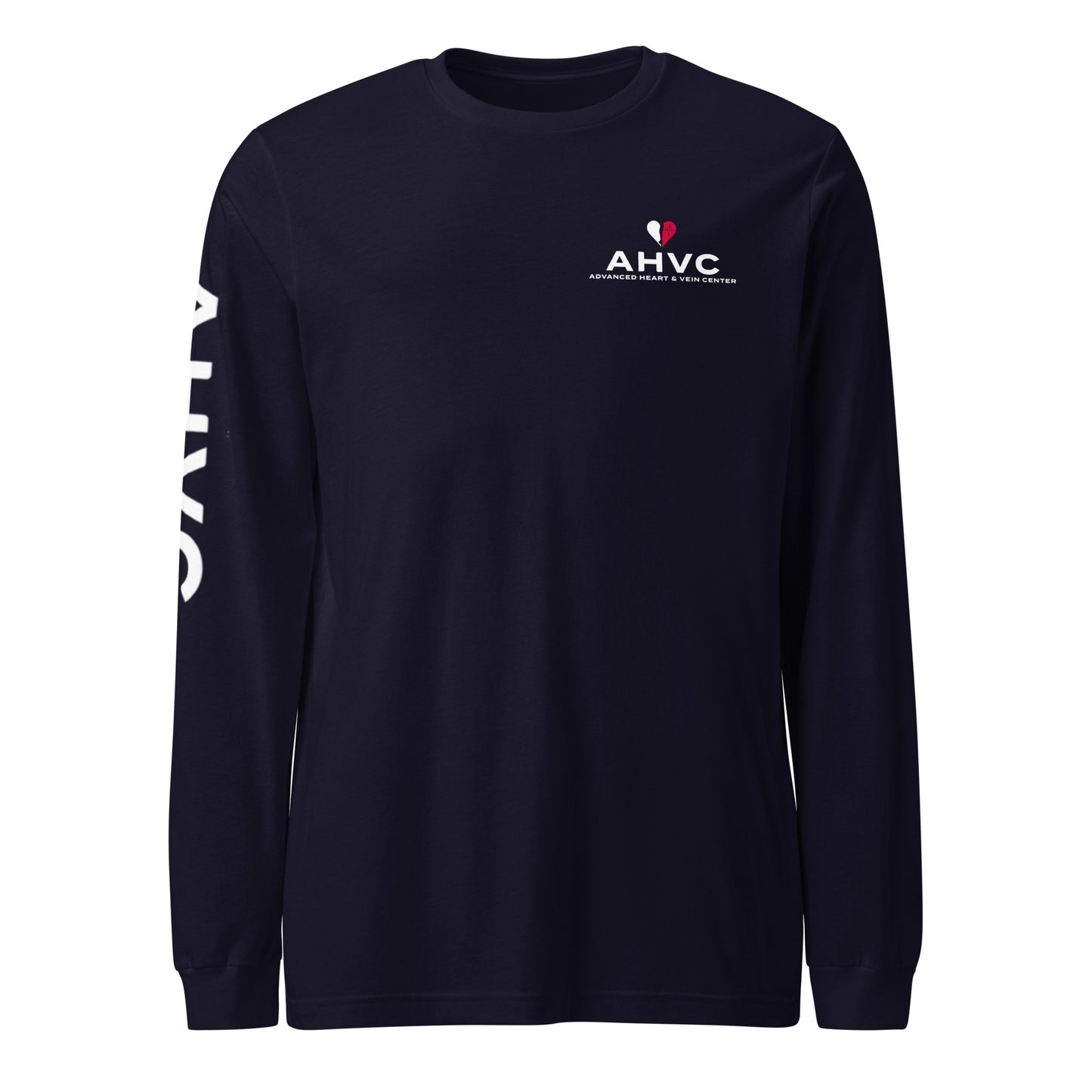 AHVC Unisex Long Sleeve Tee Left Chest and Right Sleeve (Black & Navy)