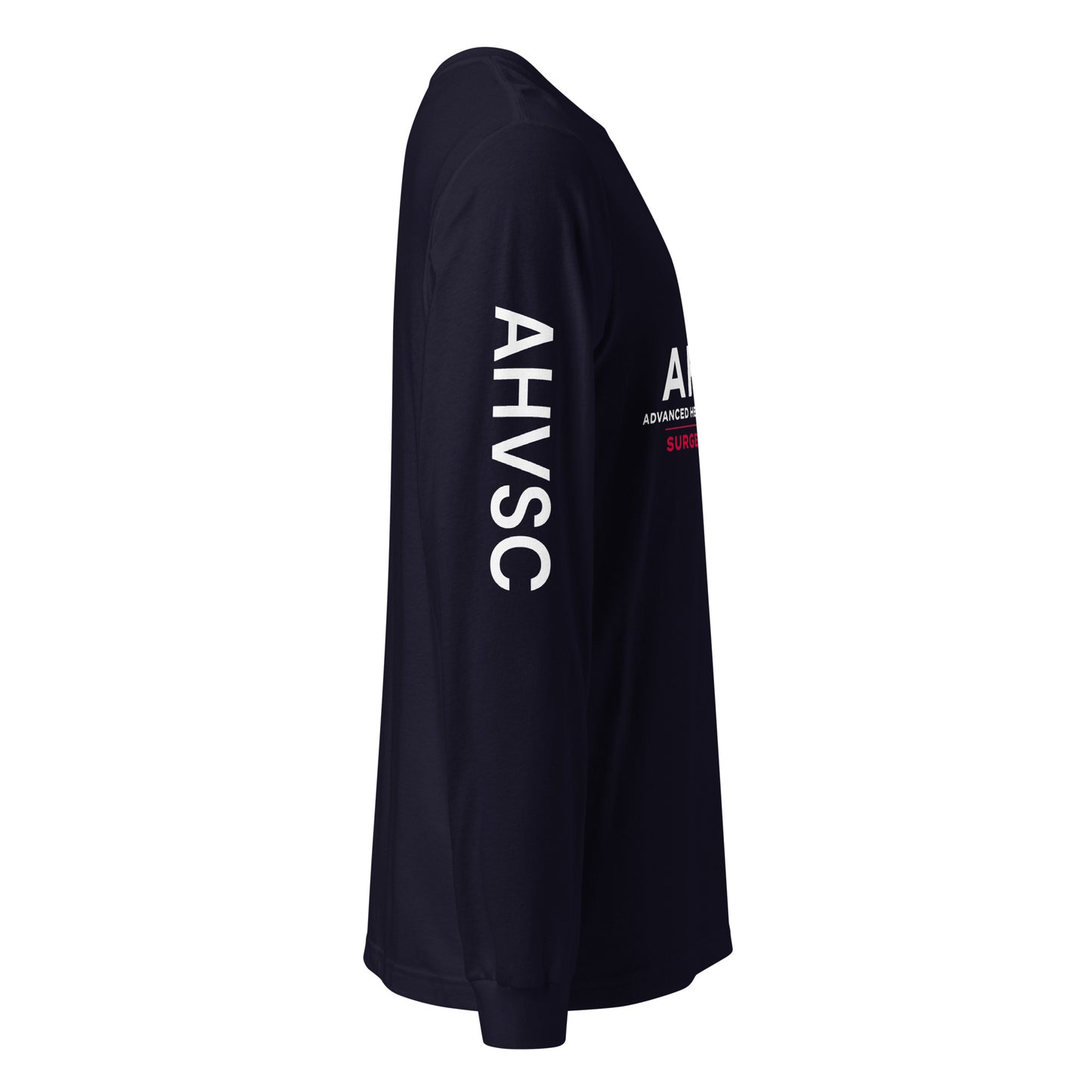 AHVC Surgery Center Unisex Long Sleeve Tee Left Chest and Right Sleeve (Black& Navy)