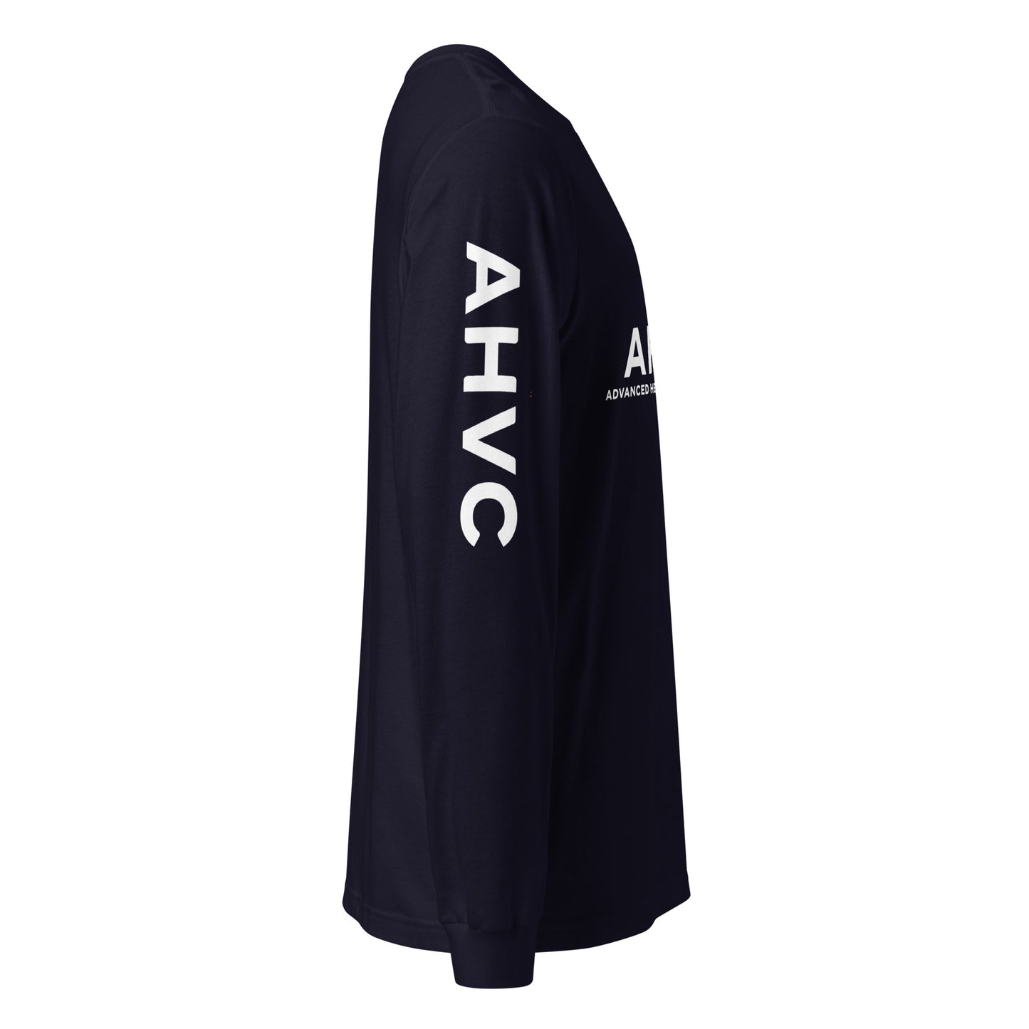 AHVC Unisex Long Sleeve Tee Center Chest and Right Sleeve (Black & Navy)