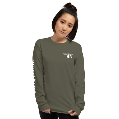 Wound RN Long Sleeve Shirt White Print