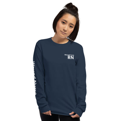 Wound RN Long Sleeve Shirt White Print