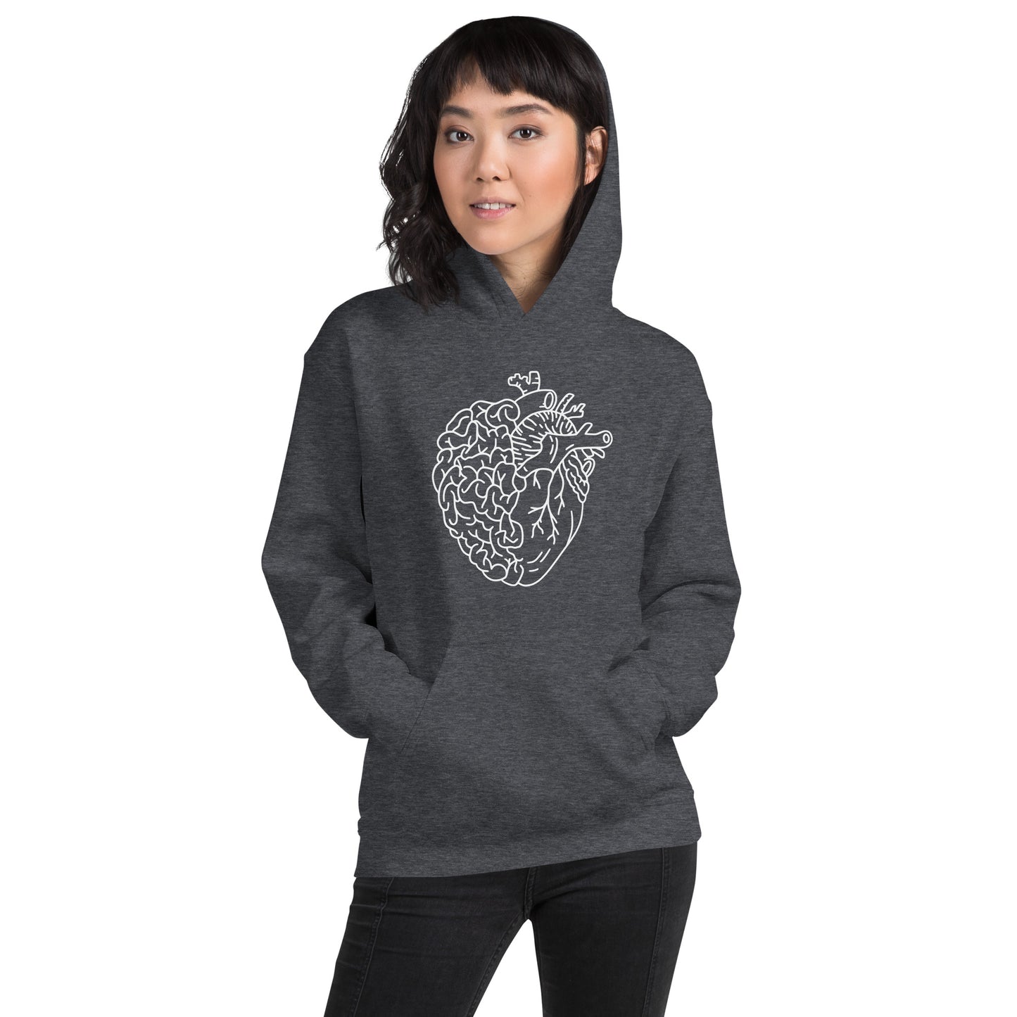 Cardiac & Neuro, Heart & Brain in White Hoodie