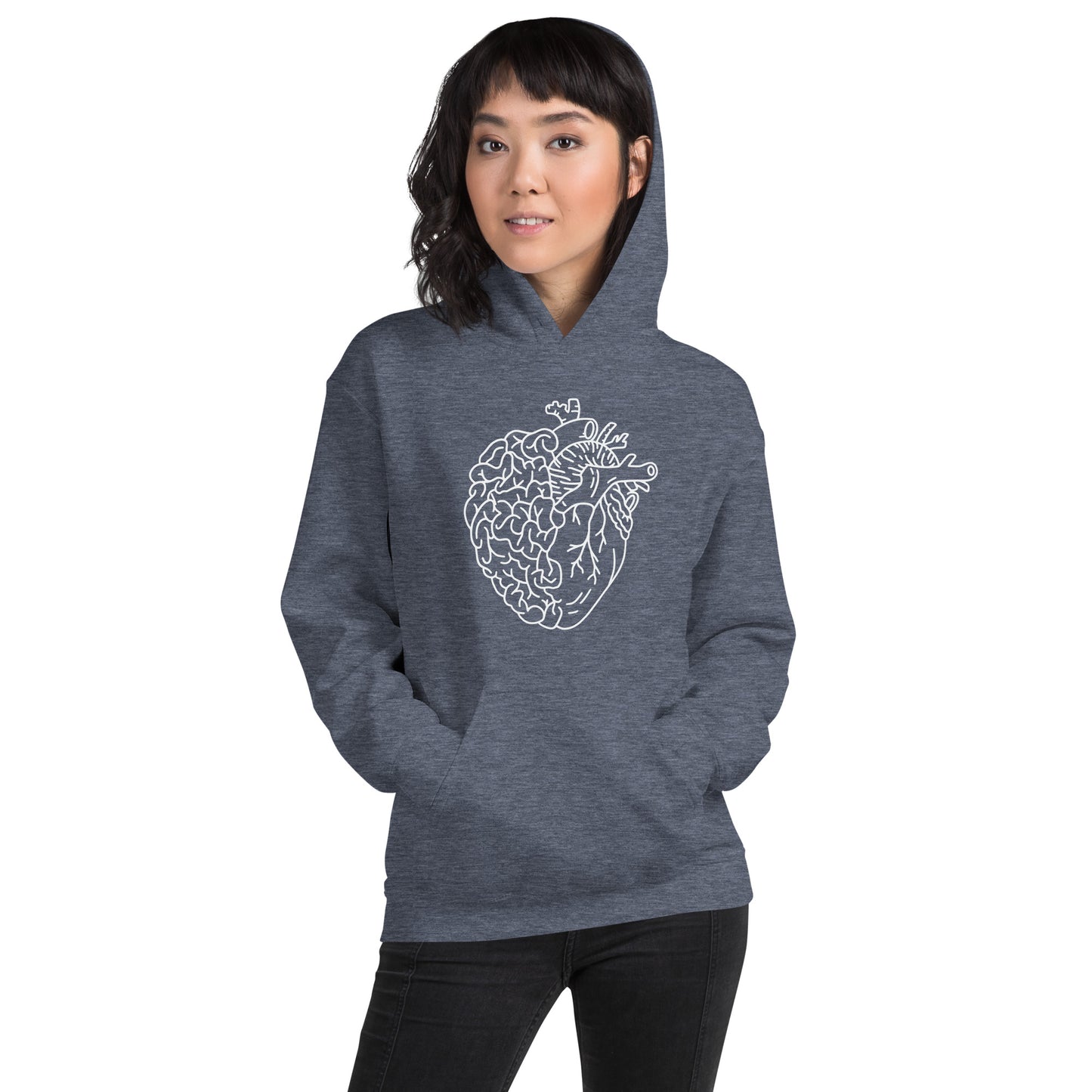 Cardiac & Neuro, Heart & Brain in White Hoodie