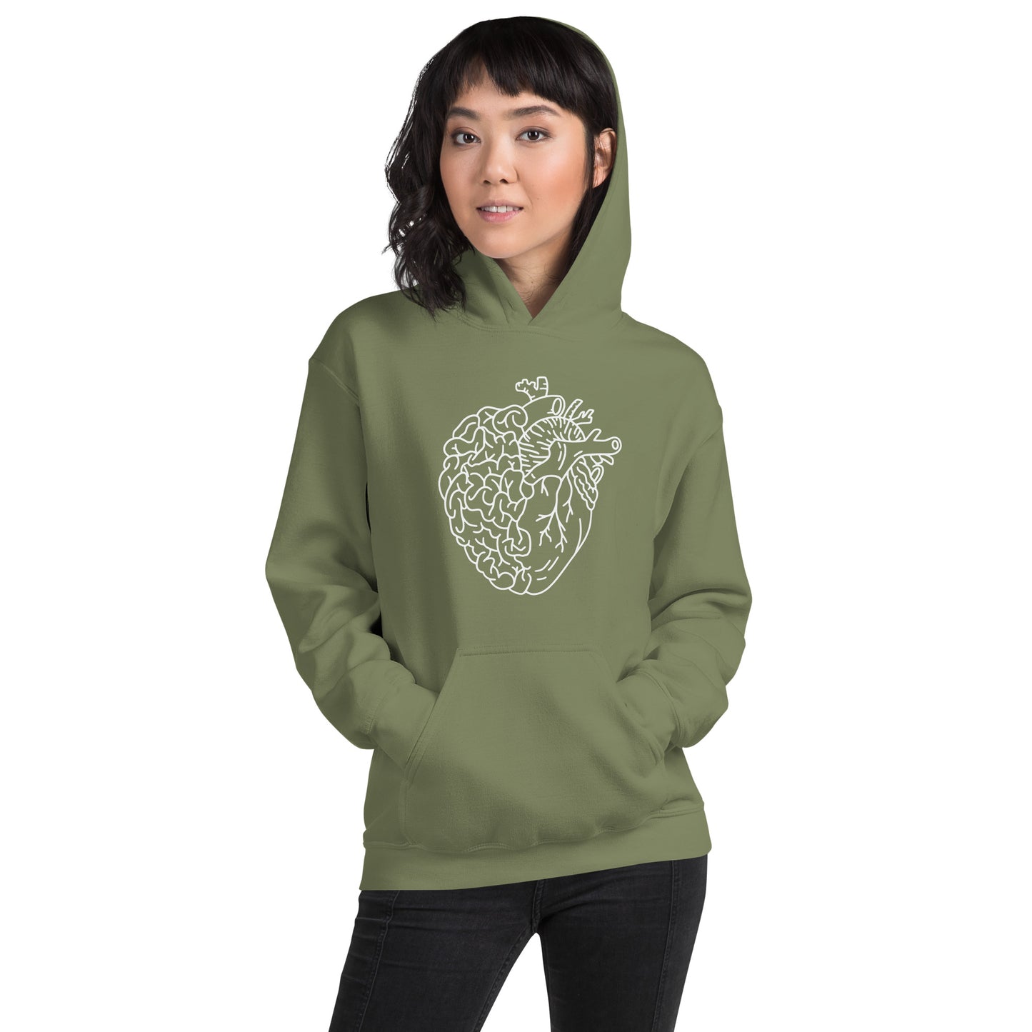 Cardiac & Neuro, Heart & Brain in White Hoodie