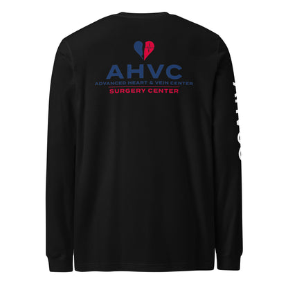 AHVC Surgery Center Personalized Unisex Long Sleeve Tee Front, Back, and Right Sleeve (Black & Dark Grey) ***Do not order this listing, this is sample only***