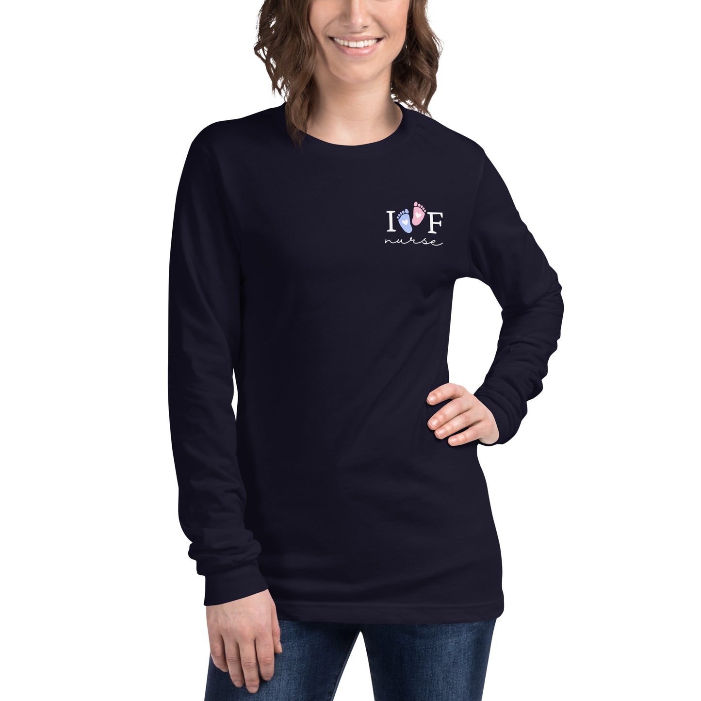 IVF Nurse Pink and Blue Feet Long Sleeve Tee