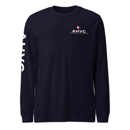 AHVC Unisex Long Sleeve Tee Left Chest and Right Sleeve (Black & Navy)