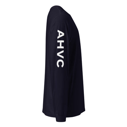 AHVC Unisex Long Sleeve Tee Left Chest and Right Sleeve (Black & Navy)