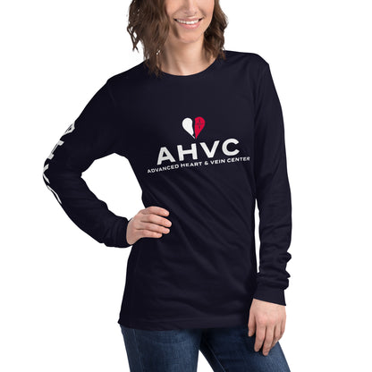 AHVC Unisex Long Sleeve Tee Center Chest and Right Sleeve (Black & Navy)
