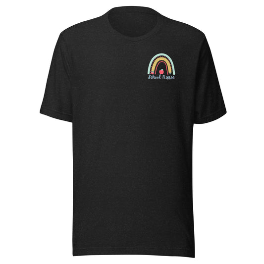 School Nurse Blue Rainbow Left Chest t-shirt