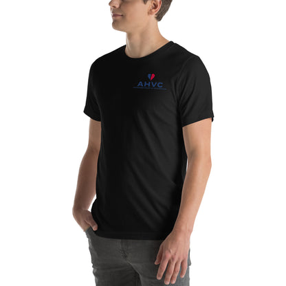 AHVC Left Chest Logo Unisex t-shirt (White & Dark Grey)