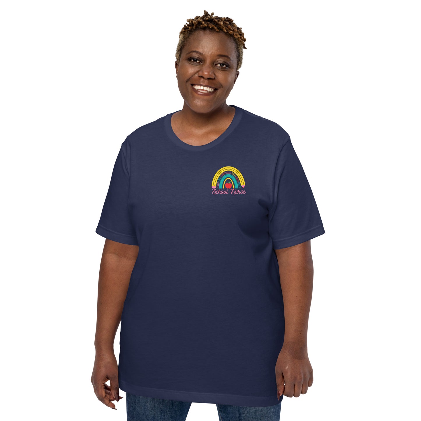 School Nurse Rainbow Left Chest t-shirt