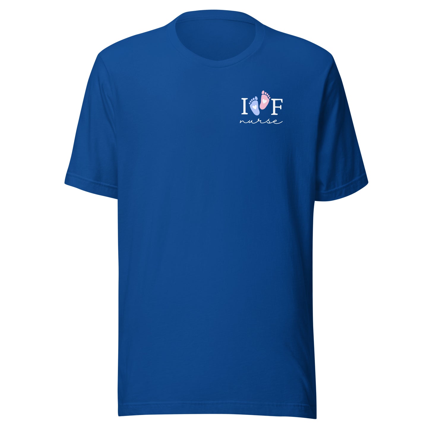 IVF Nurse Pink and Blue Feet on Left Chest t-shirt