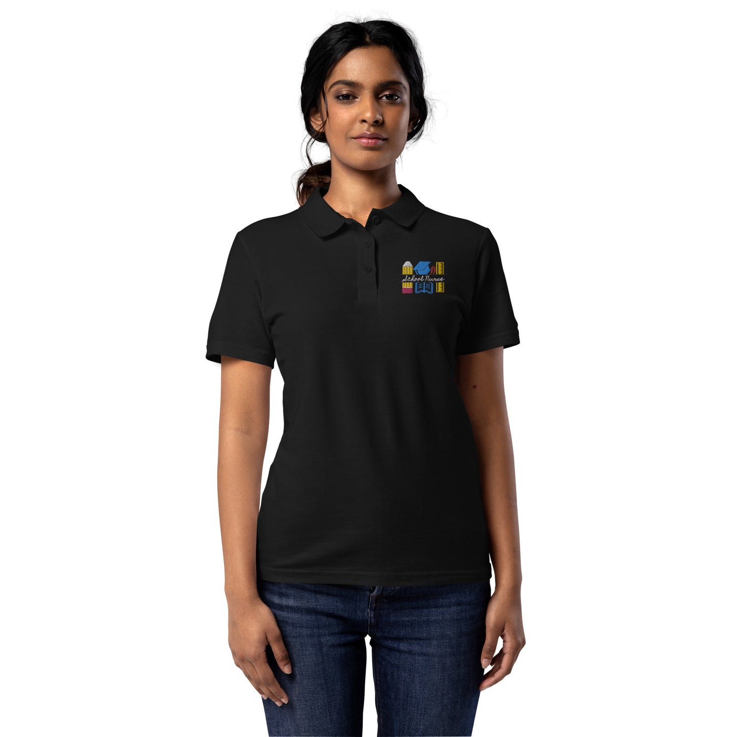 School Nurse Chalk Women’s pique polo shirt