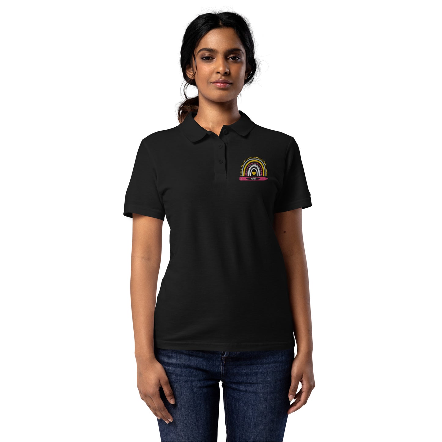 School Nurse Crayon Women’s pique polo shirt