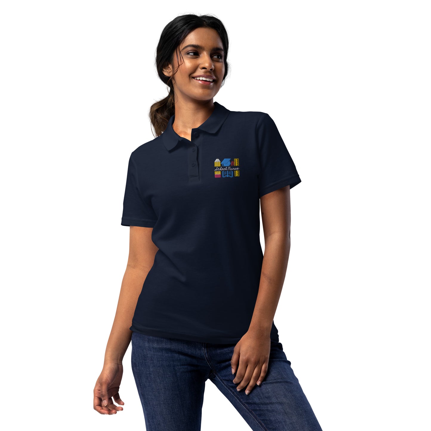 School Nurse Chalk Women’s pique polo shirt