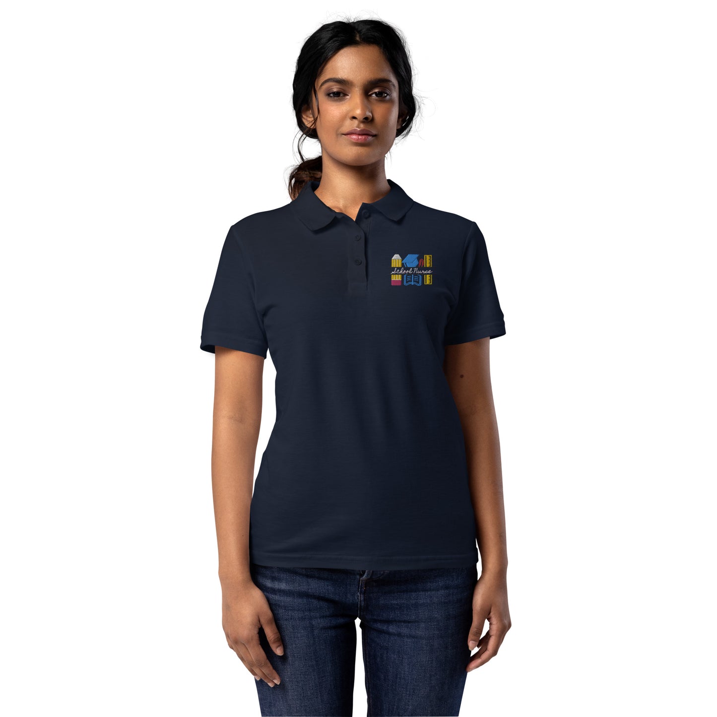 School Nurse Chalk Women’s pique polo shirt