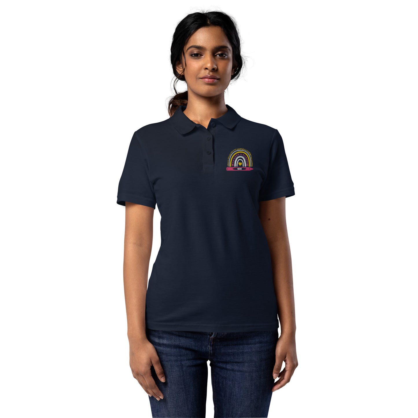 School Nurse Crayon Women’s pique polo shirt