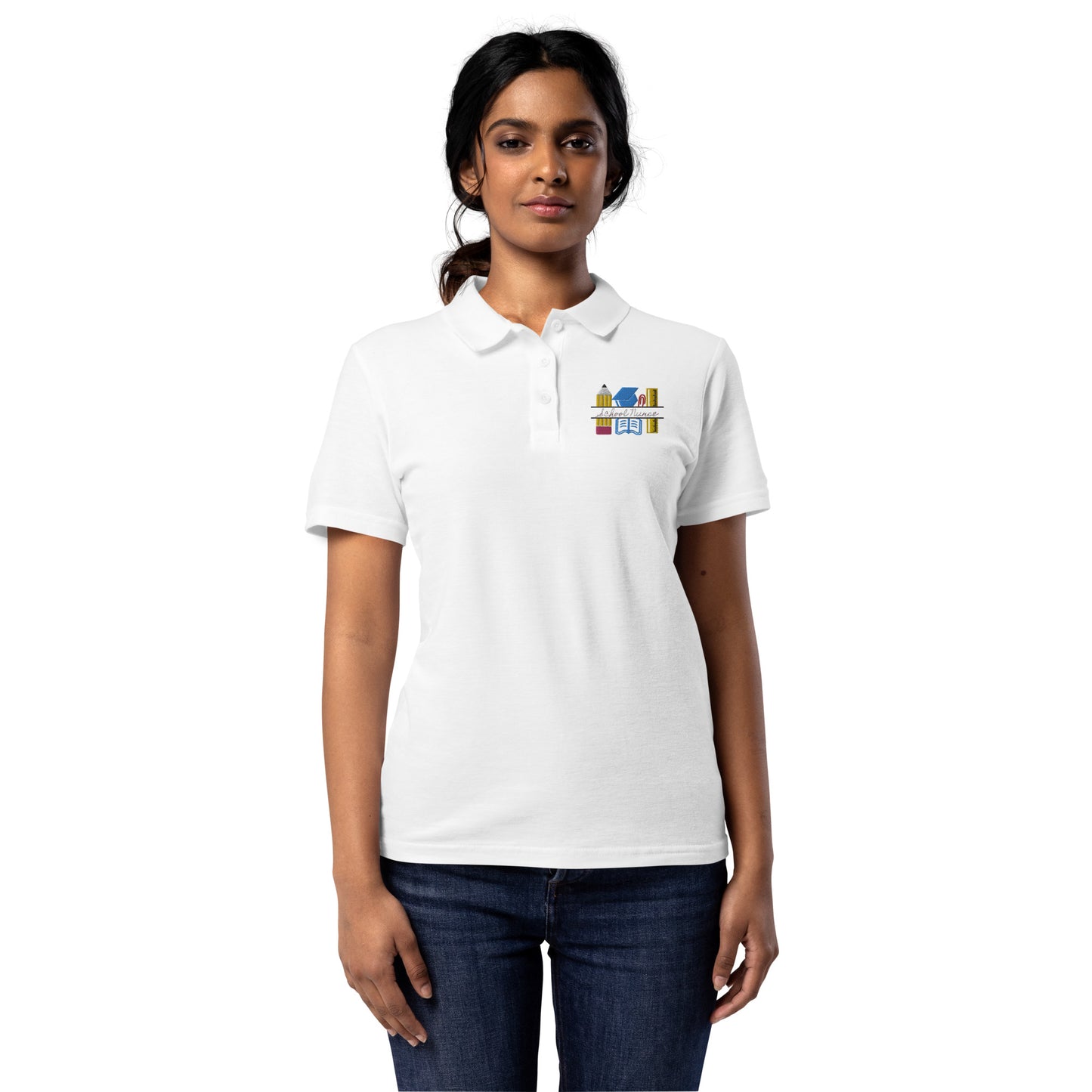 School Nurse Chalk Women’s pique polo shirt