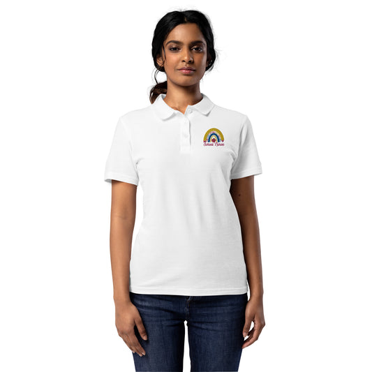 School Nurse Rainbow Pencil Women’s pique polo shirt